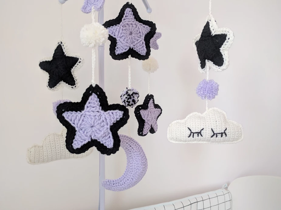 DIY Baby Crib Mobile With Stars, Clouds and Moons