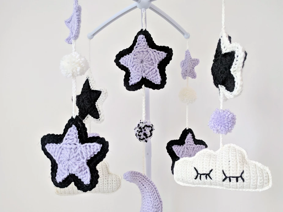 DIY Baby Crib Mobile With Stars, Clouds and Moons