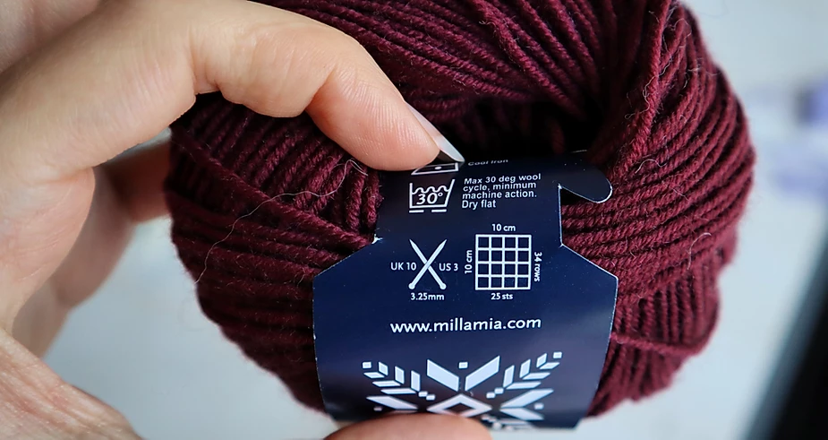 The Label from a Ball of Yarn. Millamia Merino.