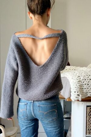 No Purls Sweater Pattern - V-Back Knit Sweater