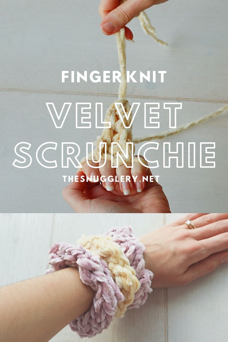 How to Finger Knit a Velvet Scrunchie