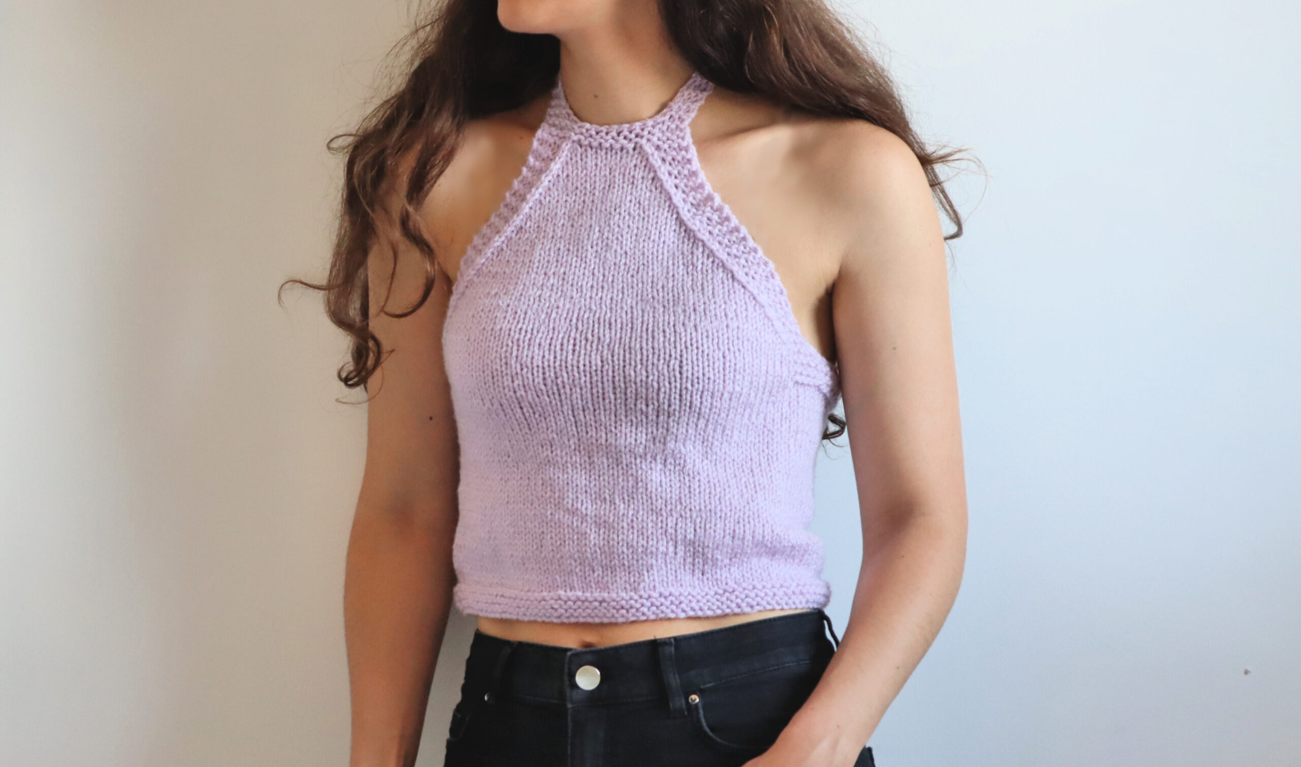 Simple Knit Halter Top - Knitted Crop 