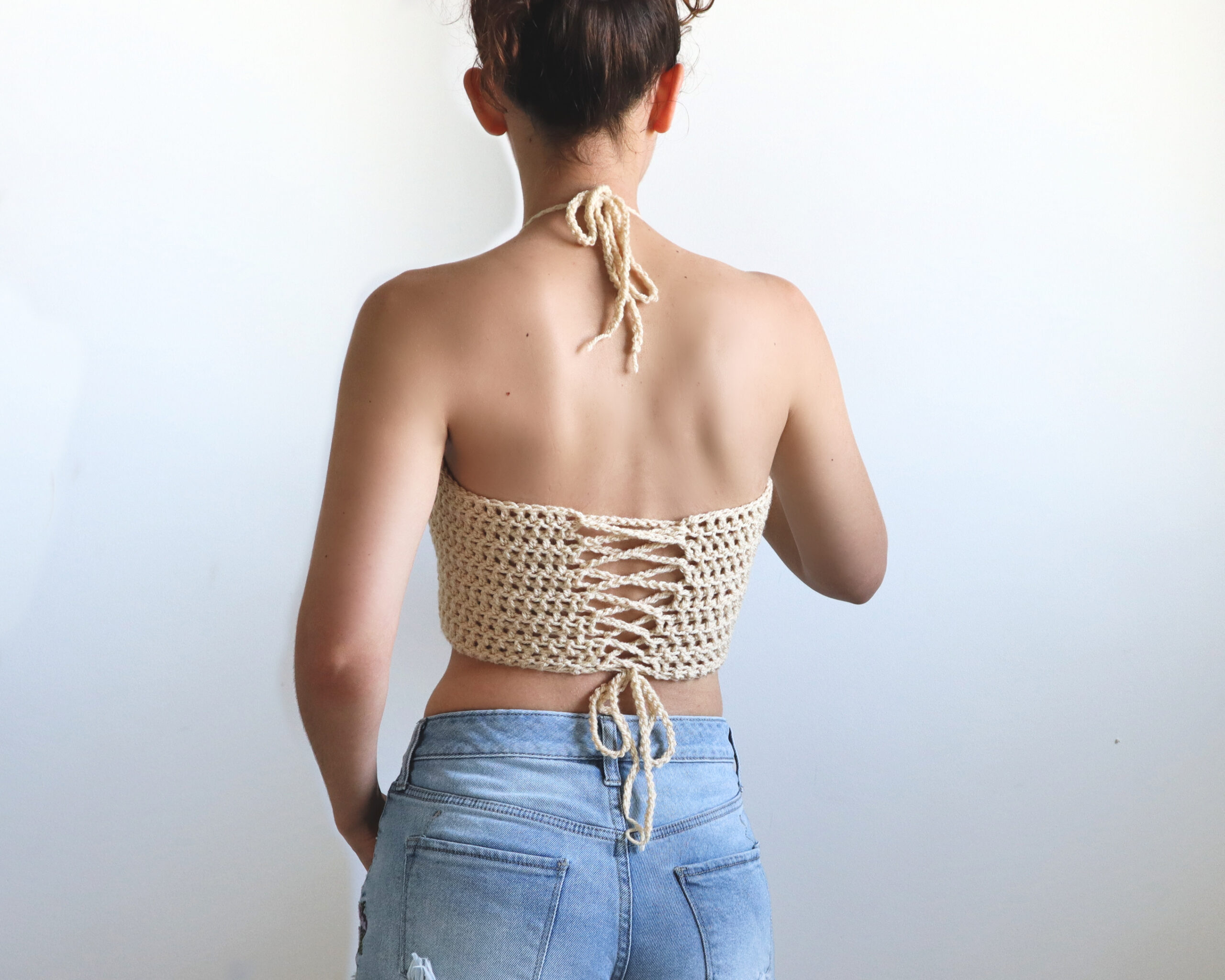 Easy Crochet Lace-up Crop Top 