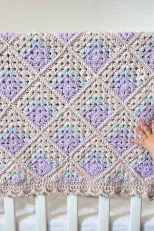 Modern Mitered Granny Square Blanket -Crochet Baby Blanket Pattern