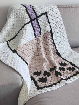 Boba tea crochet blanket