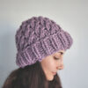 Faux Cable Knit Beanie - Knitted Hat Pattern - Image 6