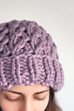 Faux Cable Knit Beanie