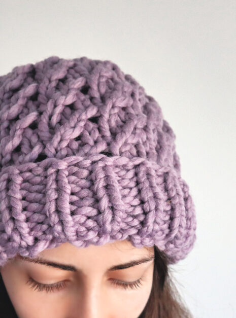 Faux Cable Knit Beanie