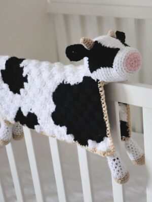Bessie The Cow Lovey - Crochet Baby Blanket Pattern