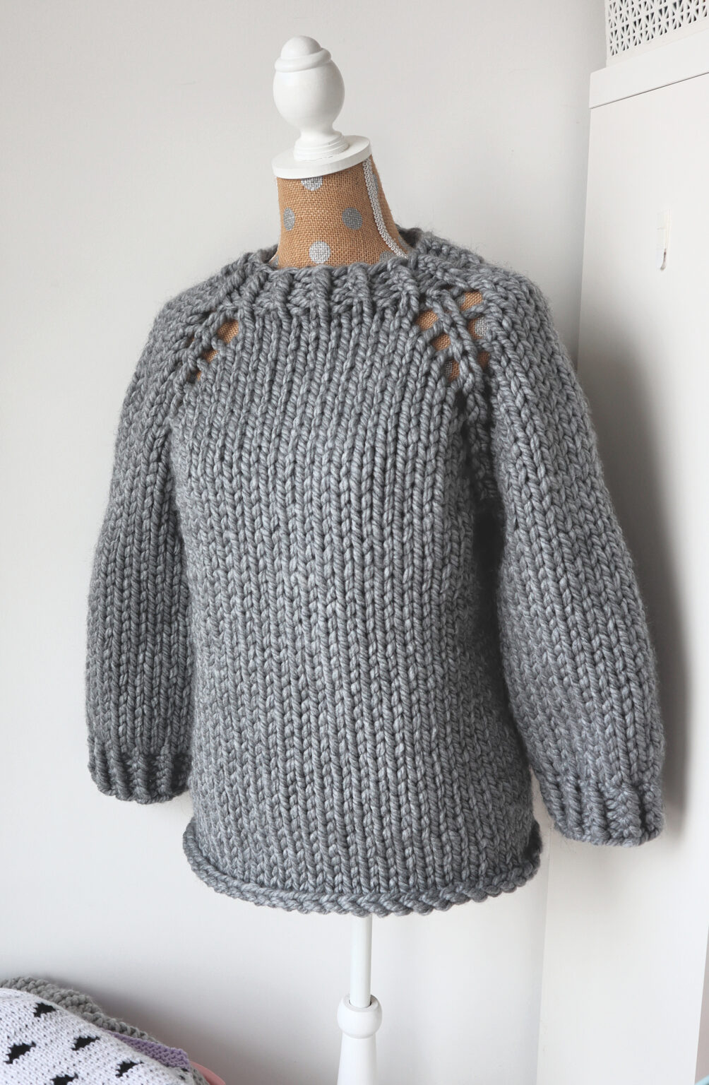 Super Chunky Raglan Top Down Knit Sweater Pattern The Snugglery