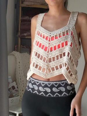 Lacey Chevron Crop Top - Crochet Cover Up Pattern