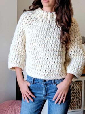 Chunky Cropped Raglan Sweater - Crochet Sweater Pattern