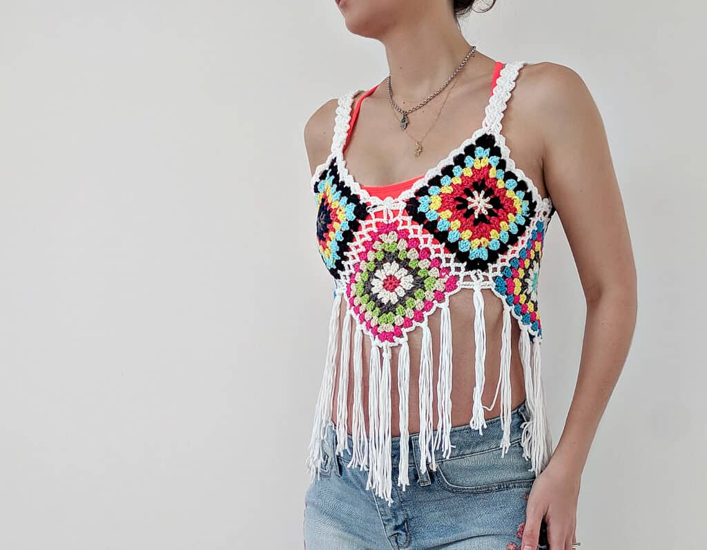 Retro Granny Square Crop Top - Crochet Top Pattern