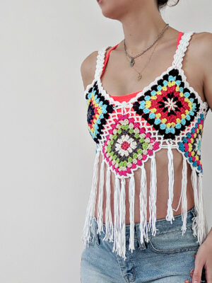Retro Granny Square Crop Top - Crochet Top Pattern