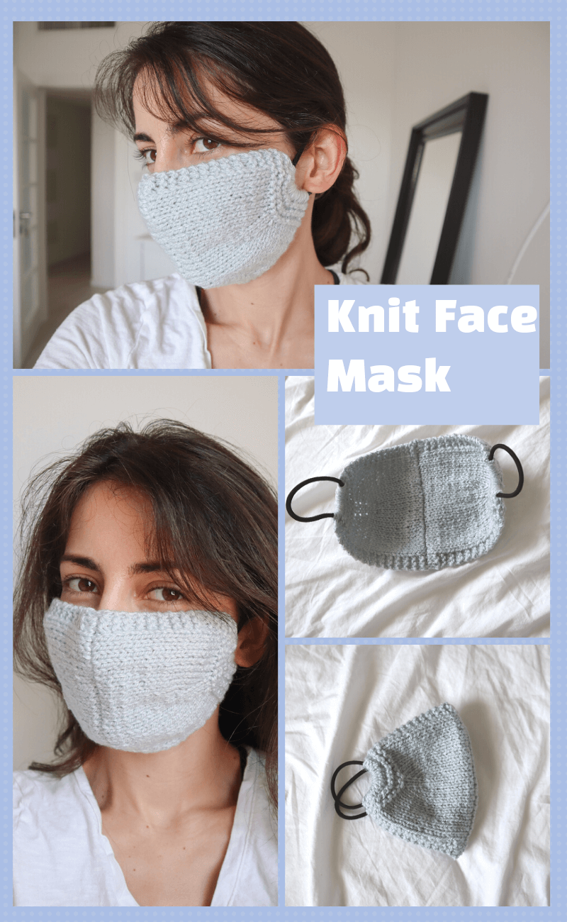How to Knit a Face Mask with Elastic Hair Tie Straps – Free Knitting Pattern