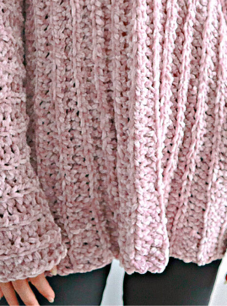 crochet velvet tunic detail Crochet sweater pattern
