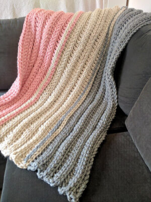 Super Chunky Crochet Blanket Pattern - Ribbed Crochet Blanket