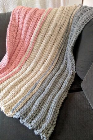 Super Chunky Crochet Blanket Pattern - Ribbed Crochet Blanket