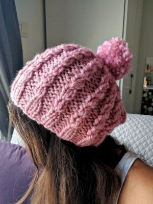 Easy Cable Knit Beanie - Beginner Knitting Pattern