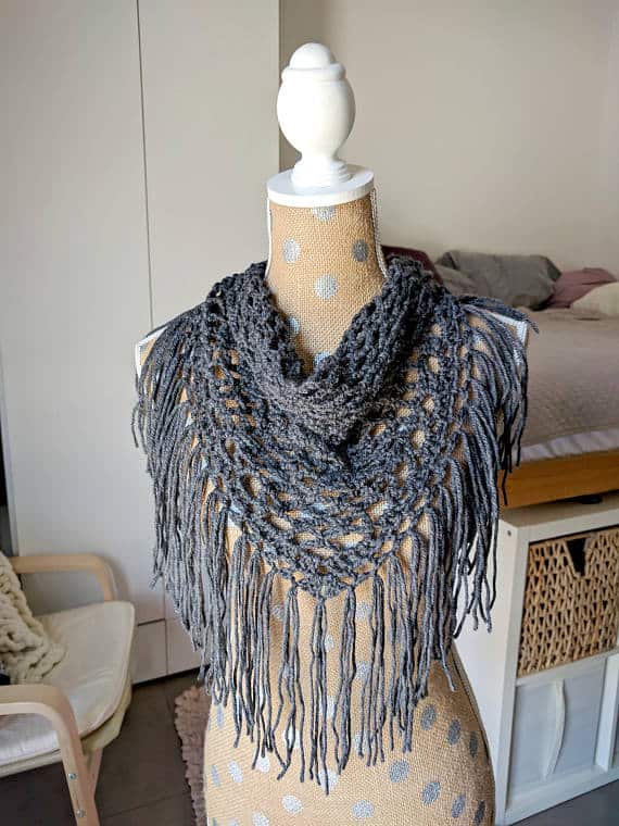crochet scarf pattern triangle fringe mesh boho scarves lovecrochet sold