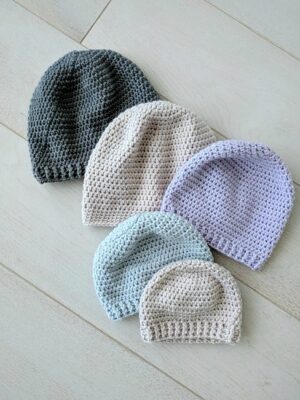 Perfect Simple Crochet Beanie Pattern - Sizing From Baby to Adult