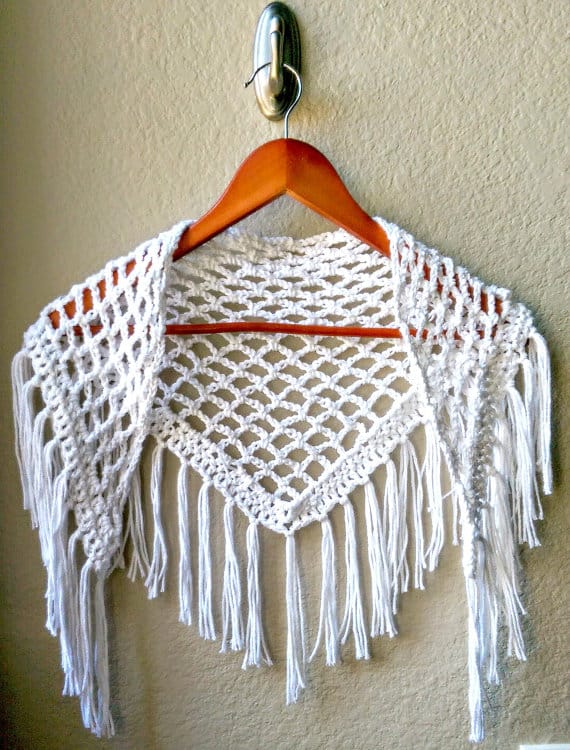 Crochet Triangle Scarf Pattern - Mesh Fringe Scarf - The Snugglery