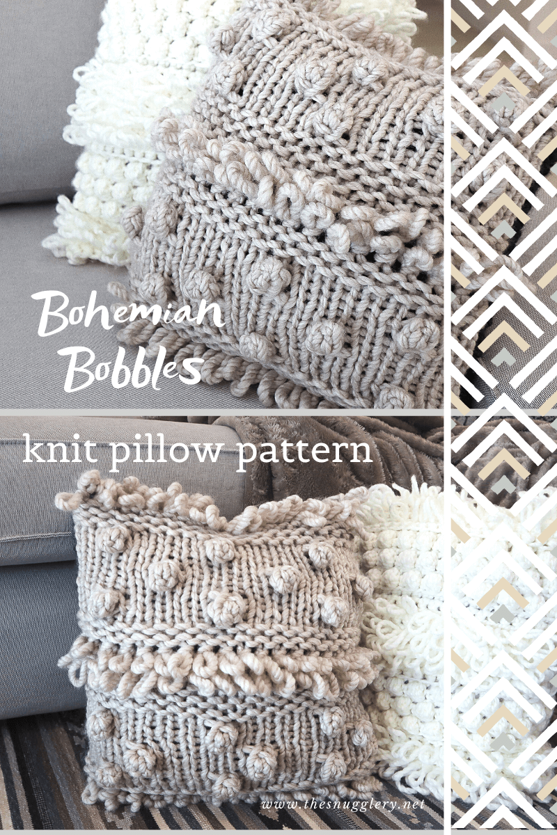 Bohemian Bobbles Throw Pillow – Free Knitting Pattern!