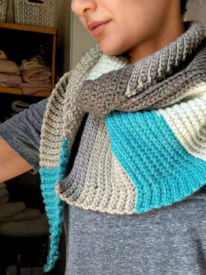 Striped Triangle Shawl - Crochet Pattern Using Caron Cakes Yarn
