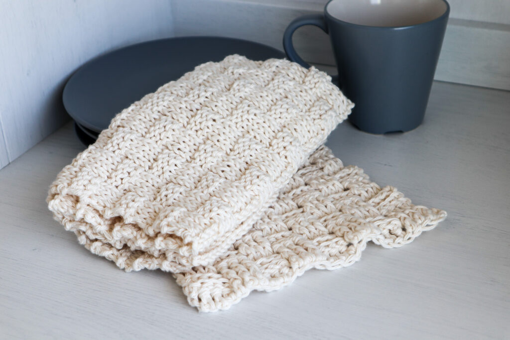 Knit basket weave dishcloth