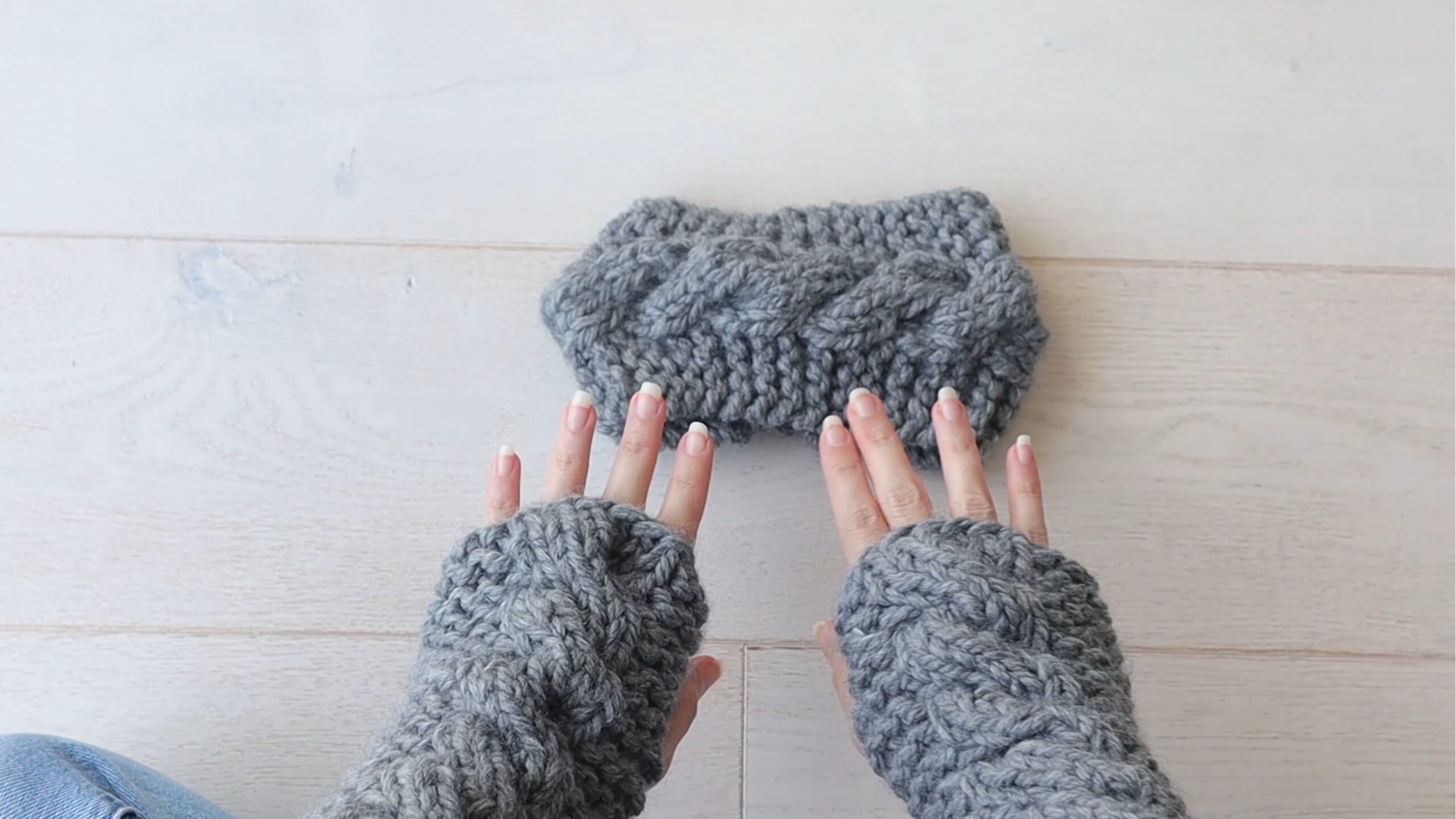 Long Thick Cable Knit Arm Warmer Gloves 
