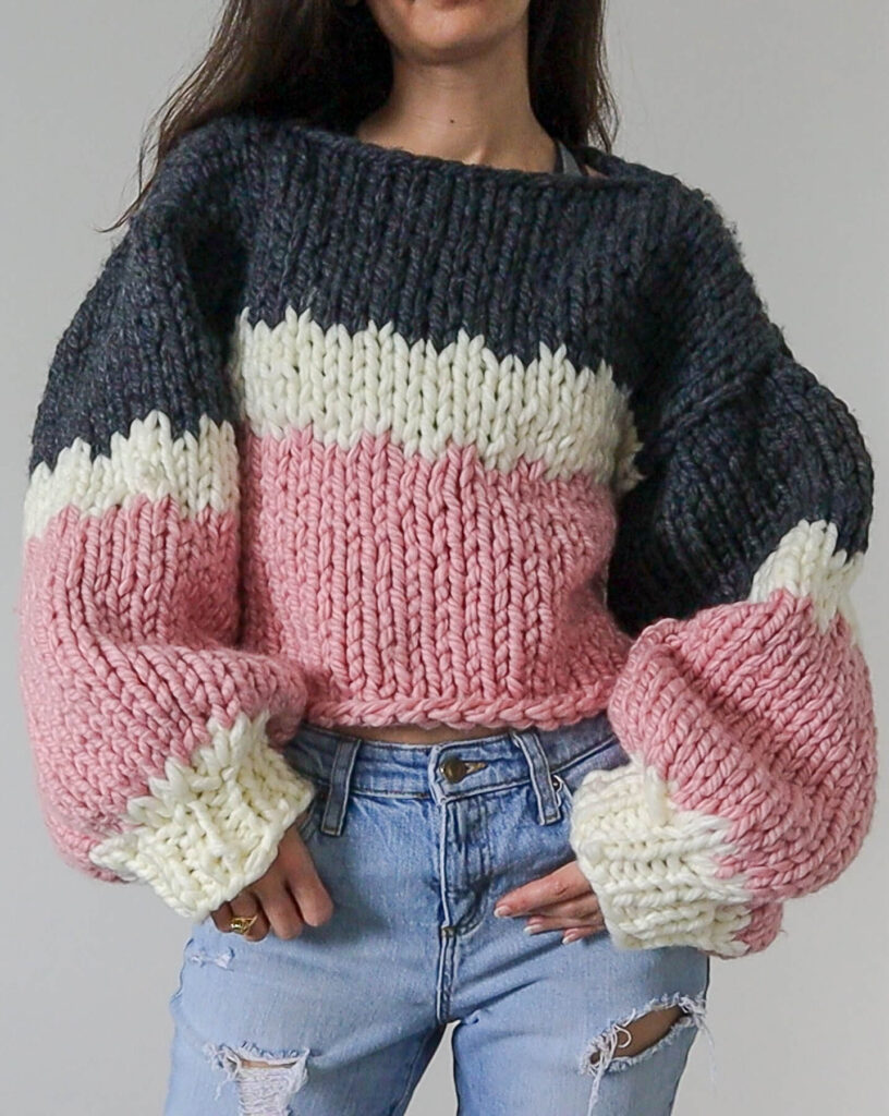 Easy knitted sweater tutorial - Free Knitted Sweater Pattern - No sewing knit  sweater 
