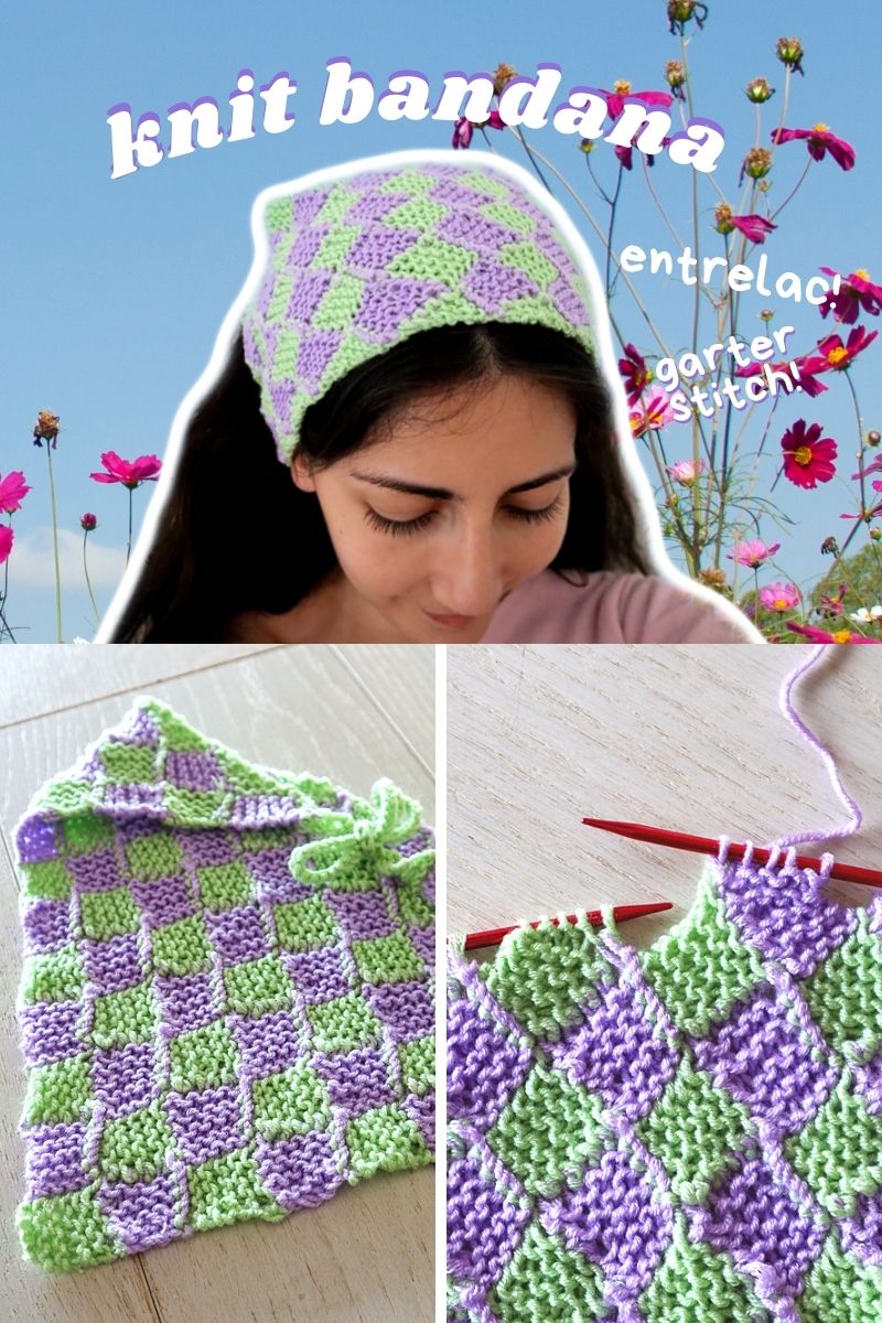knit bandana garter stitch entrelac triangle