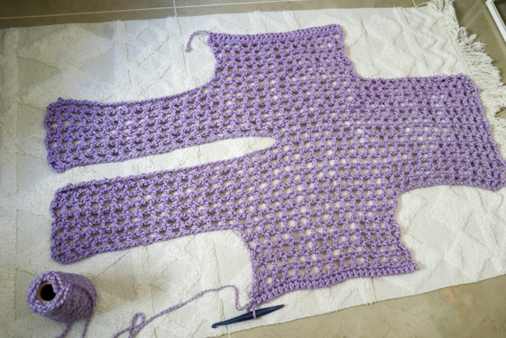 crochet sleeve to sleeve mesh overshirt