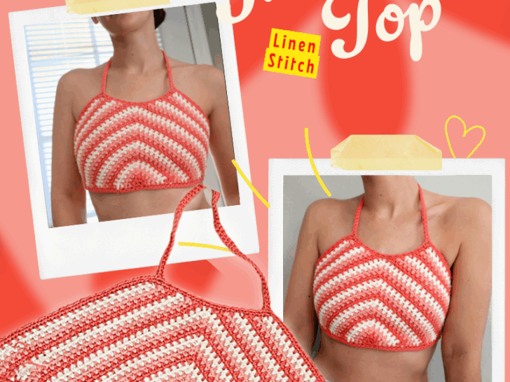 crochet triangle linen stitch top