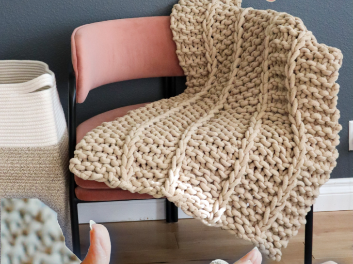 no needles finger knit blanket blog graphic